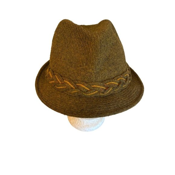 Champ Wool Green Brown Fedora Braided Trim European Size 7 1/8 - Picture 4 of 7